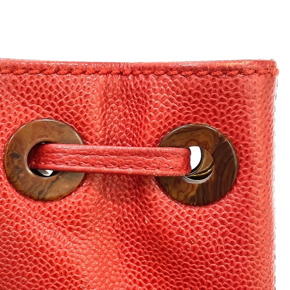 CHANEL Vintage Red Caviar Leather Logo Tote Bag - Picture 9 of 13